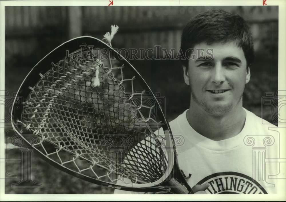 1989 Press Photo Central New York Empire State Lacrosse Player John Ivery- Historic Images