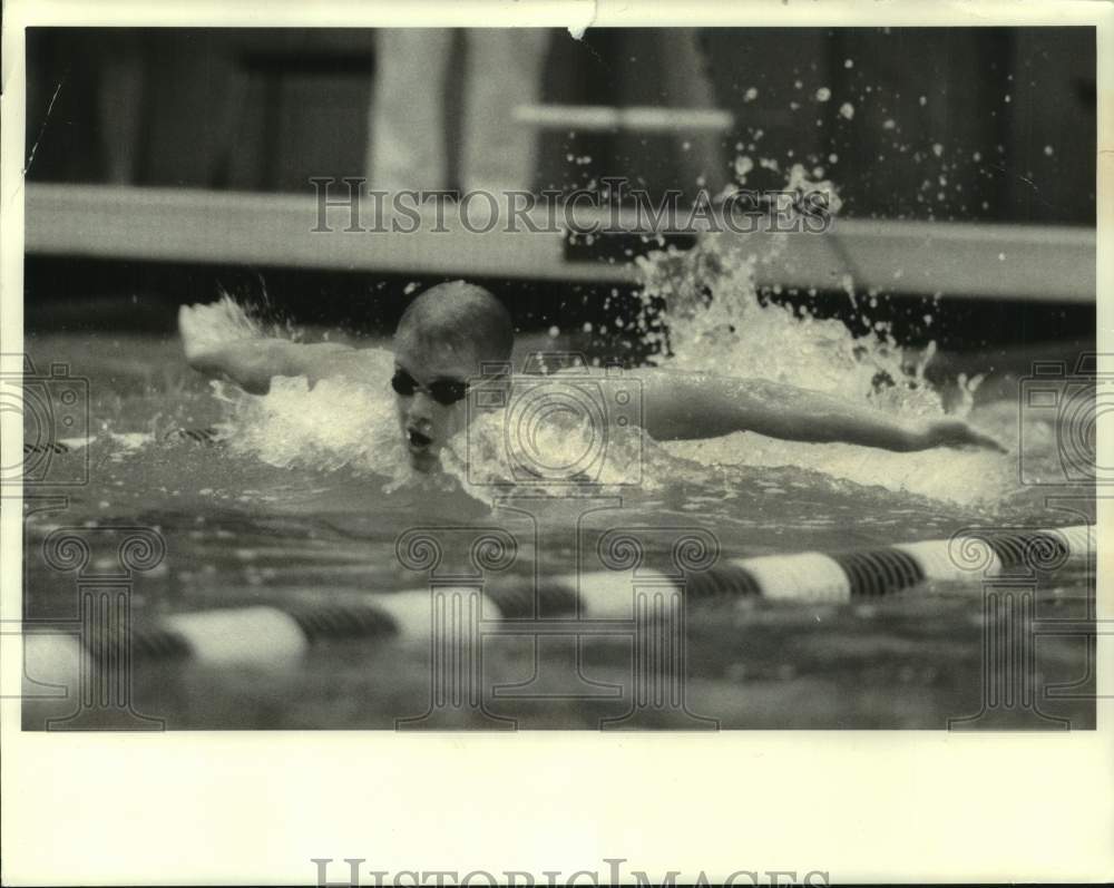 1988 Press Photo Auburn Swimmer Chad McMillan Competes in Butterfly Race- Historic Images