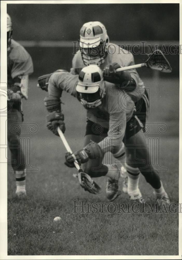 1984 Press Photo Ken Curry and Matt Smith in Empire State Games, Lacrosse Match- Historic Images