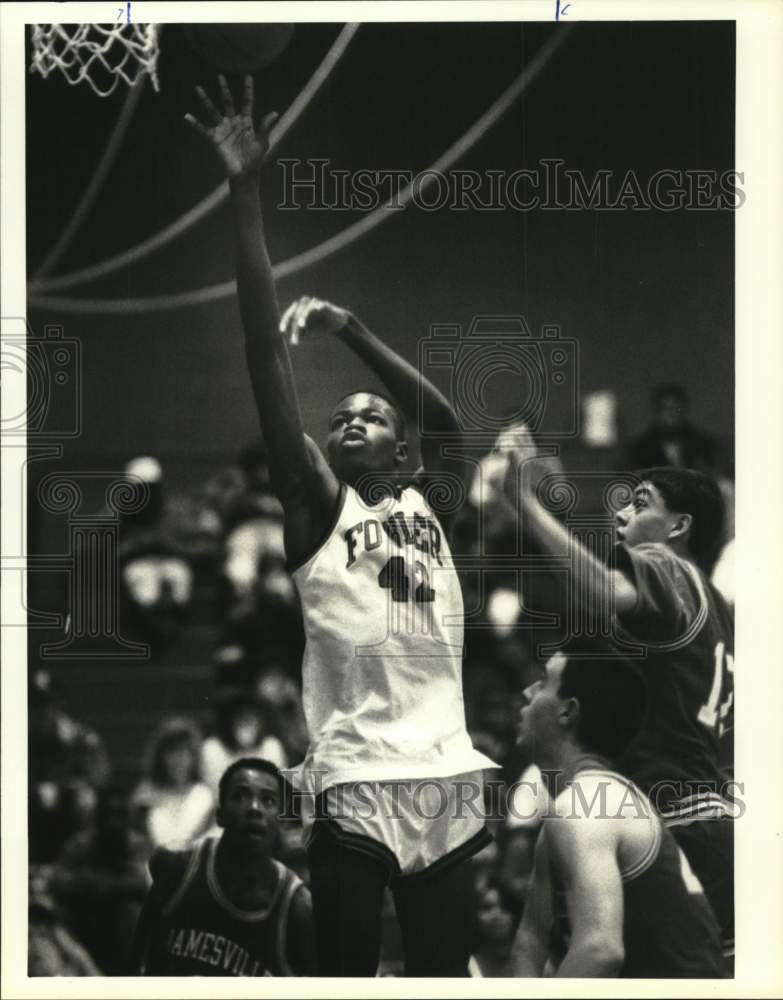 1988 Press Photo Anthony Harvey of Fowler High School in Basketball Game- Historic Images