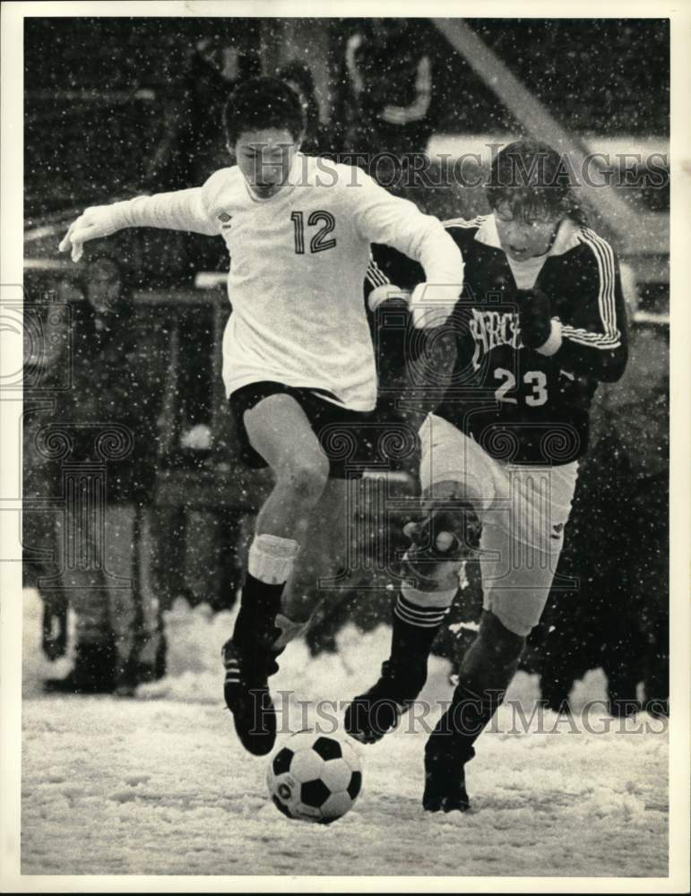 1986 Press Photo Chittenango vs Arcadia boys soccer, New York - sys06629- Historic Images