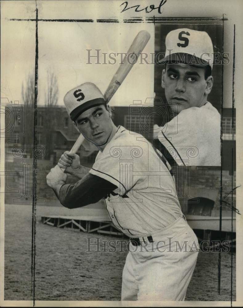 1962 Press Photo Dick Taylor and Bob Leth, Syracuse University Baseball Players- Historic Images