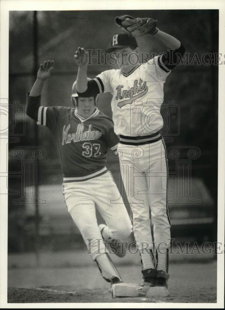 1987 Press Photo Jim Keller, Henninger Baseball Player, beats Northstars- Historic Images