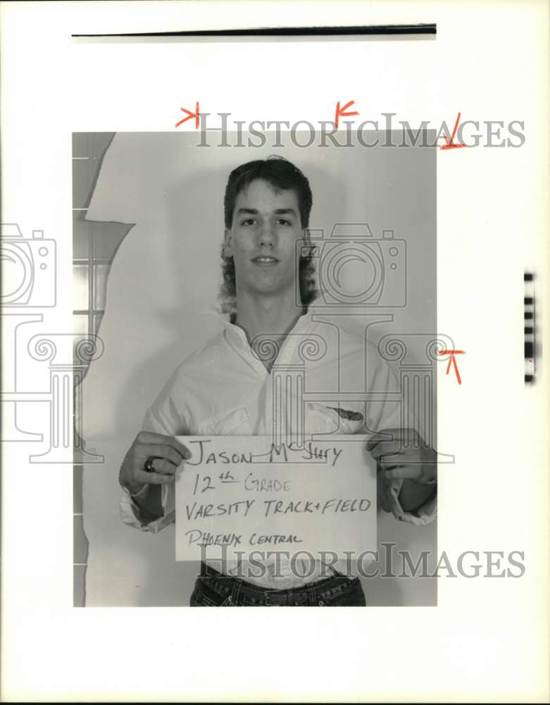 1990 Press Photo Jason McJury, Phoenix Central Varsity Track and Field Athlete- Historic Images