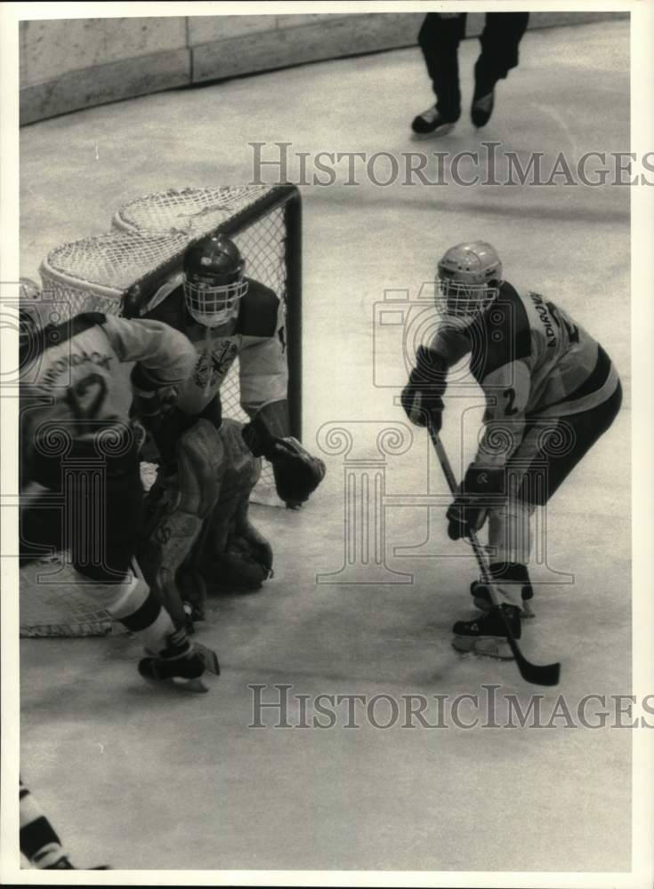 1987 Press Photo Adirondack Versus Western Hockey Teams at Empires State Games- Historic Images