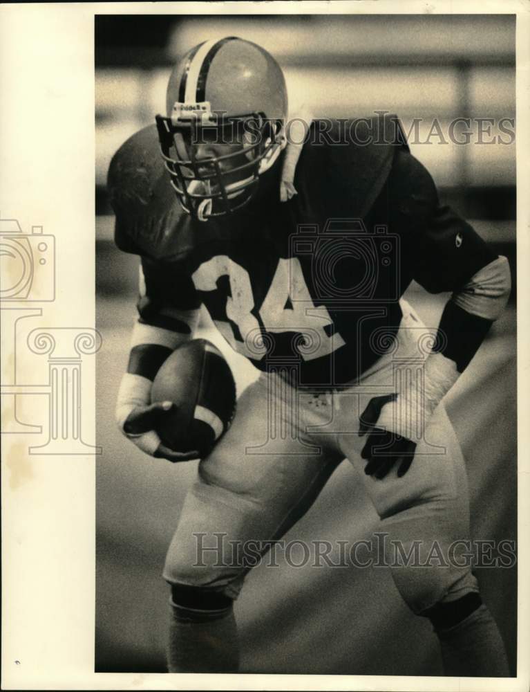 1984 Press Photo Bernie King, Football Linebacker at Practice - sys07010- Historic Images