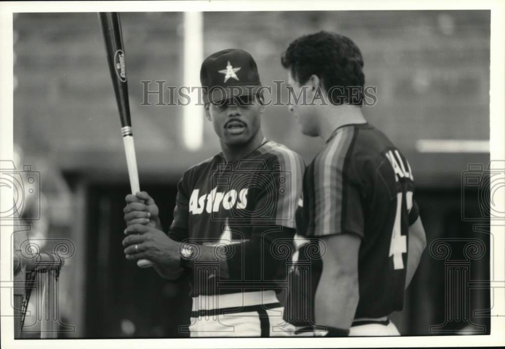 1990 Press Photo Auburn Astros baseball manager Ricky Peters with Jeff Ball- Historic Images