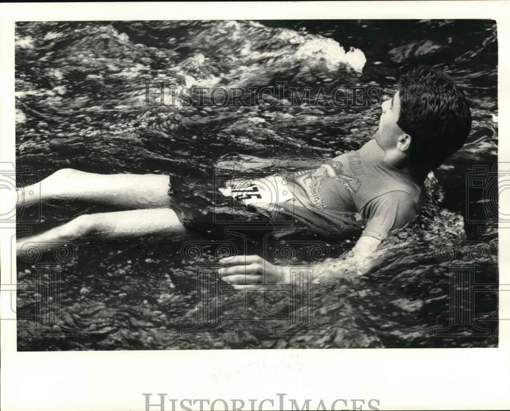 1987 Press Photo Jason Varno swims in Elbridge Alpine Classic - sys07836- Historic Images