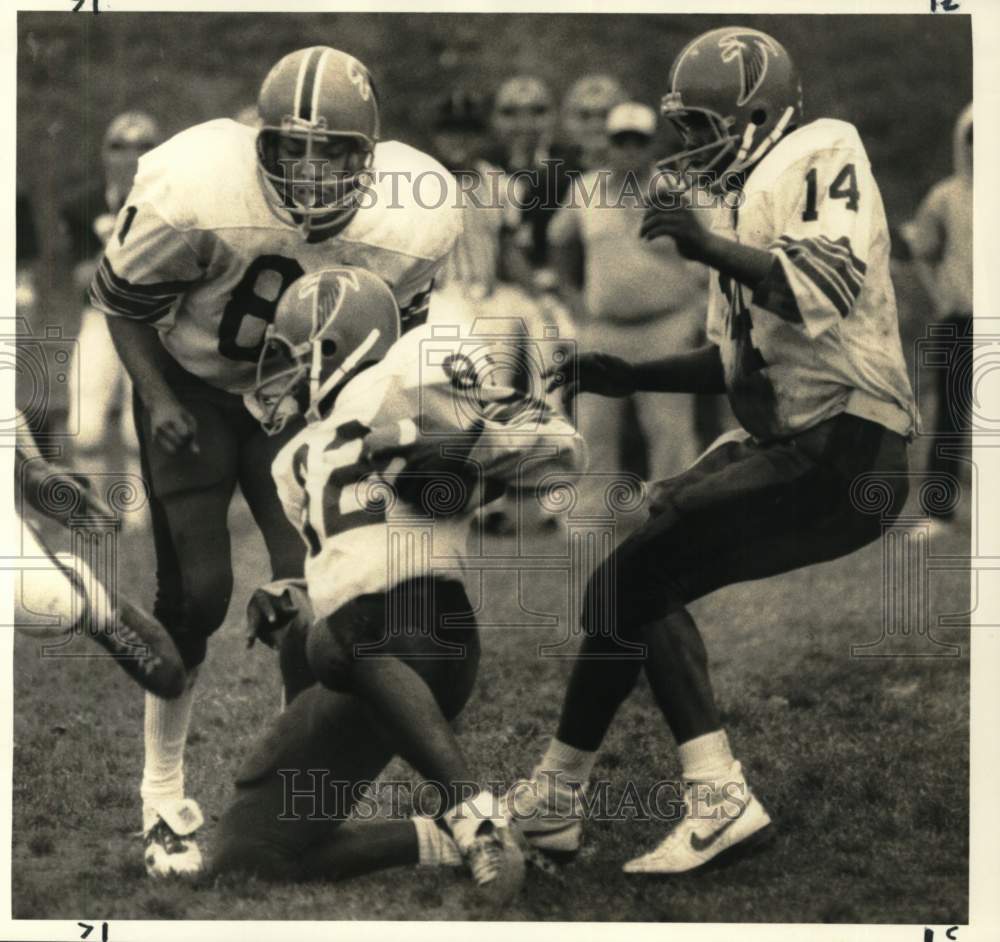 1984 Press Photo Fowler's Louis Henninger, Jerry Brooks, Antonio Droz in Game- Historic Images