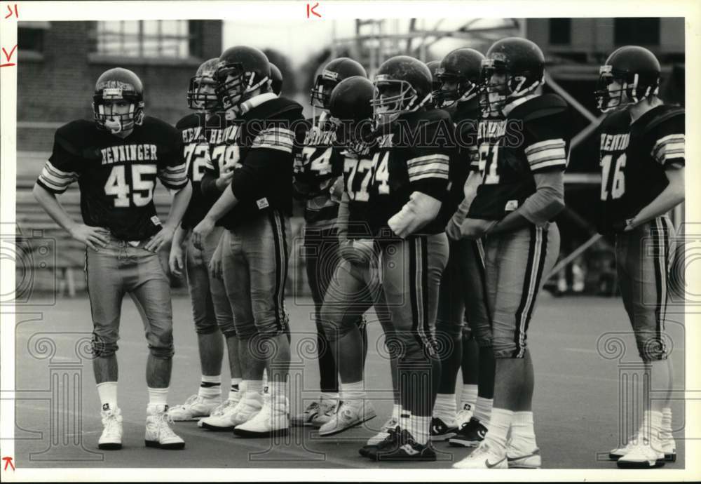 1989 Press Photo Henninger High School Football Defense waiting to play Game- Historic Images