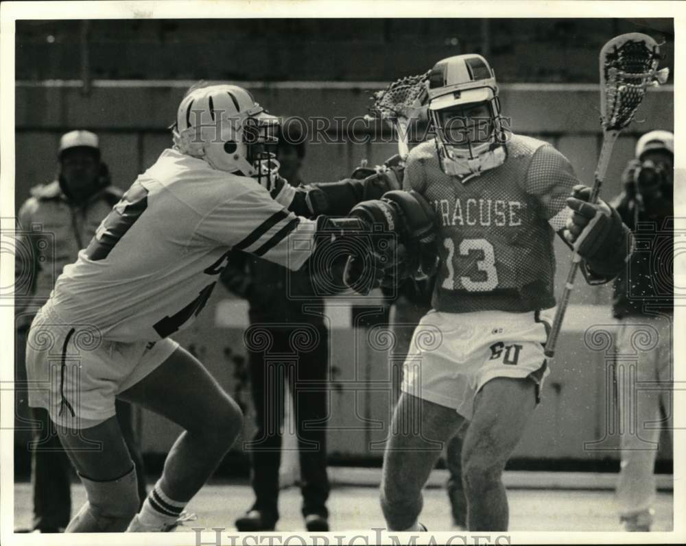 1986 Press Photo Rhett Cavanaugh, Syracuse University Lacrosse Player at Game- Historic Images