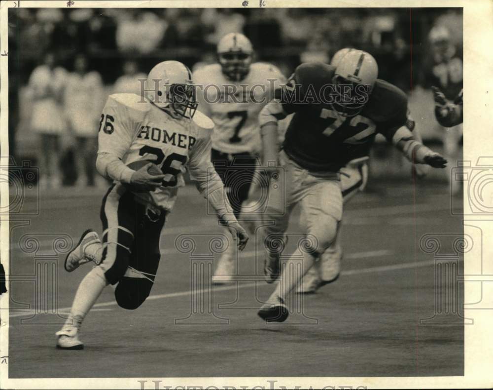 1985 Press Photo Bruce Torner, Homer High School Football Player at Game- Historic Images