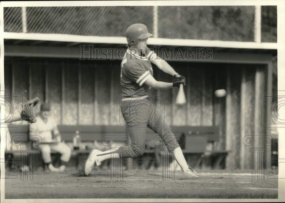 1986 Press Photo Baseball Pitcher Joe Duchene at Vernon-Verona-Sherrill Game- Historic Images