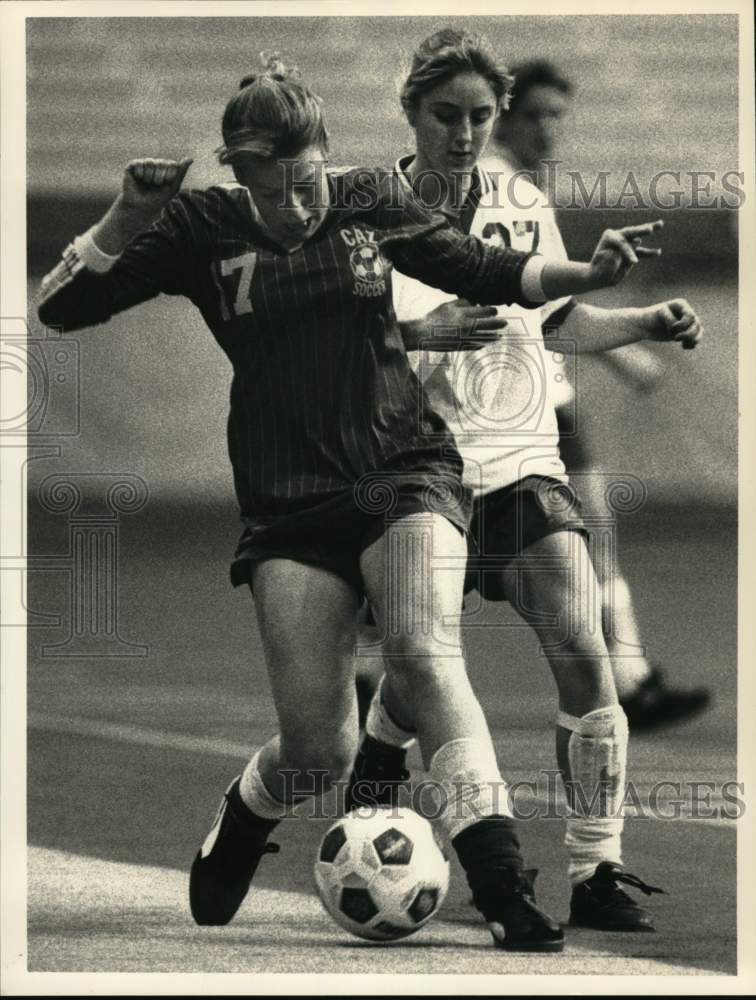 1988 Press Photo Karin Truelson, Cazenovia Soccer Player at Marcellus Game- Historic Images