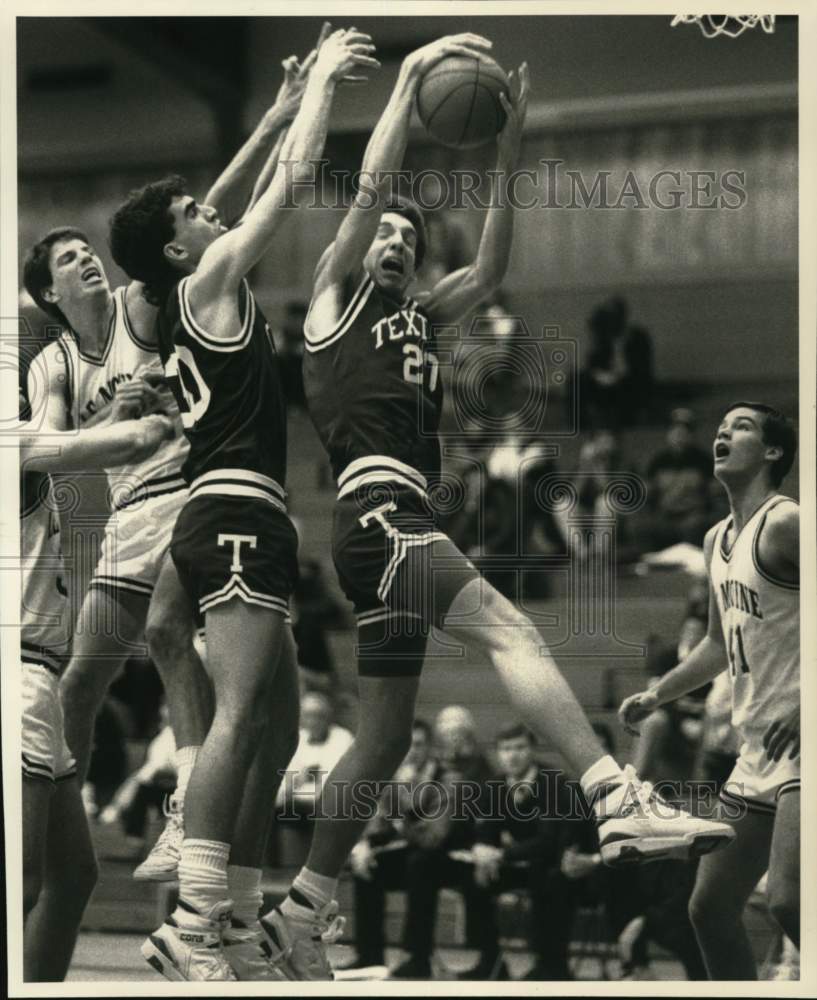 1990 Press Photo LeMoyne College and Textile Basketball Players at Game- Historic Images