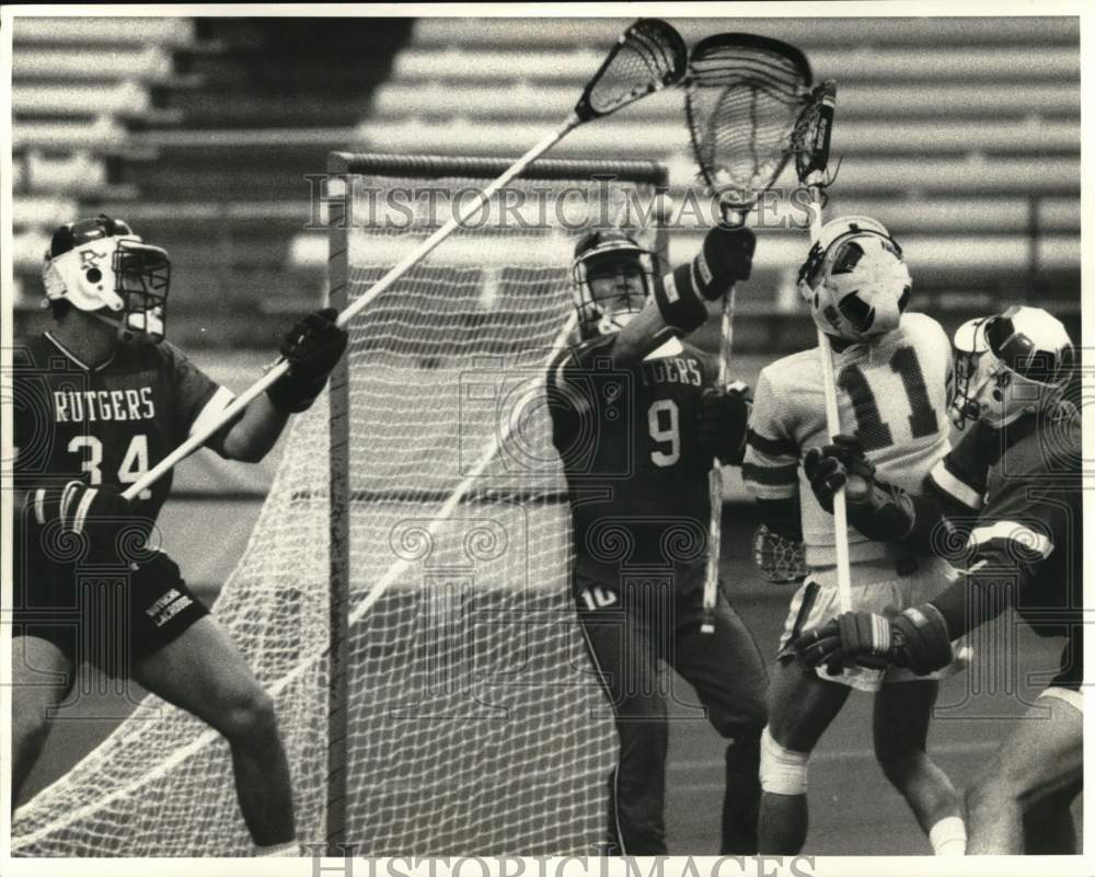 1987 Press Photo New York-Syracuse University vs Rutgers lacrosse match- Historic Images