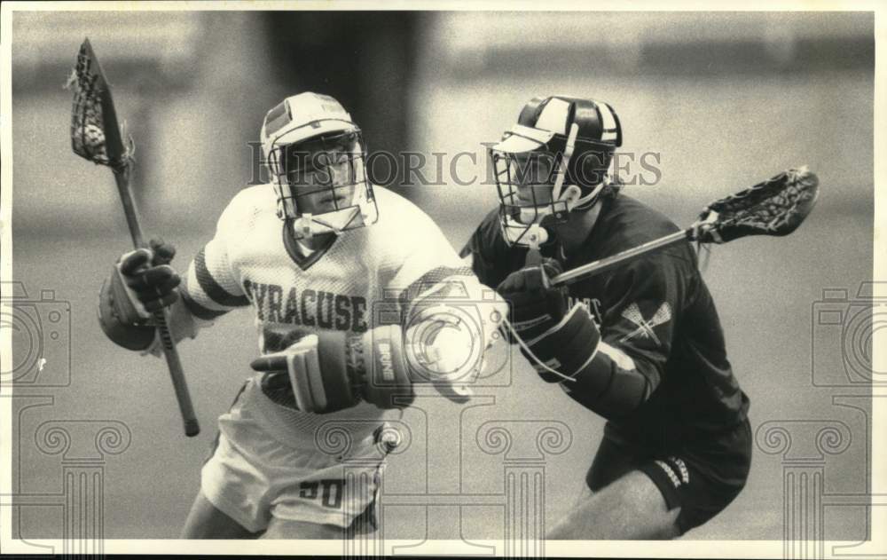 1985 Press Photo Syracuse University lacrosse match against Penn State- Historic Images