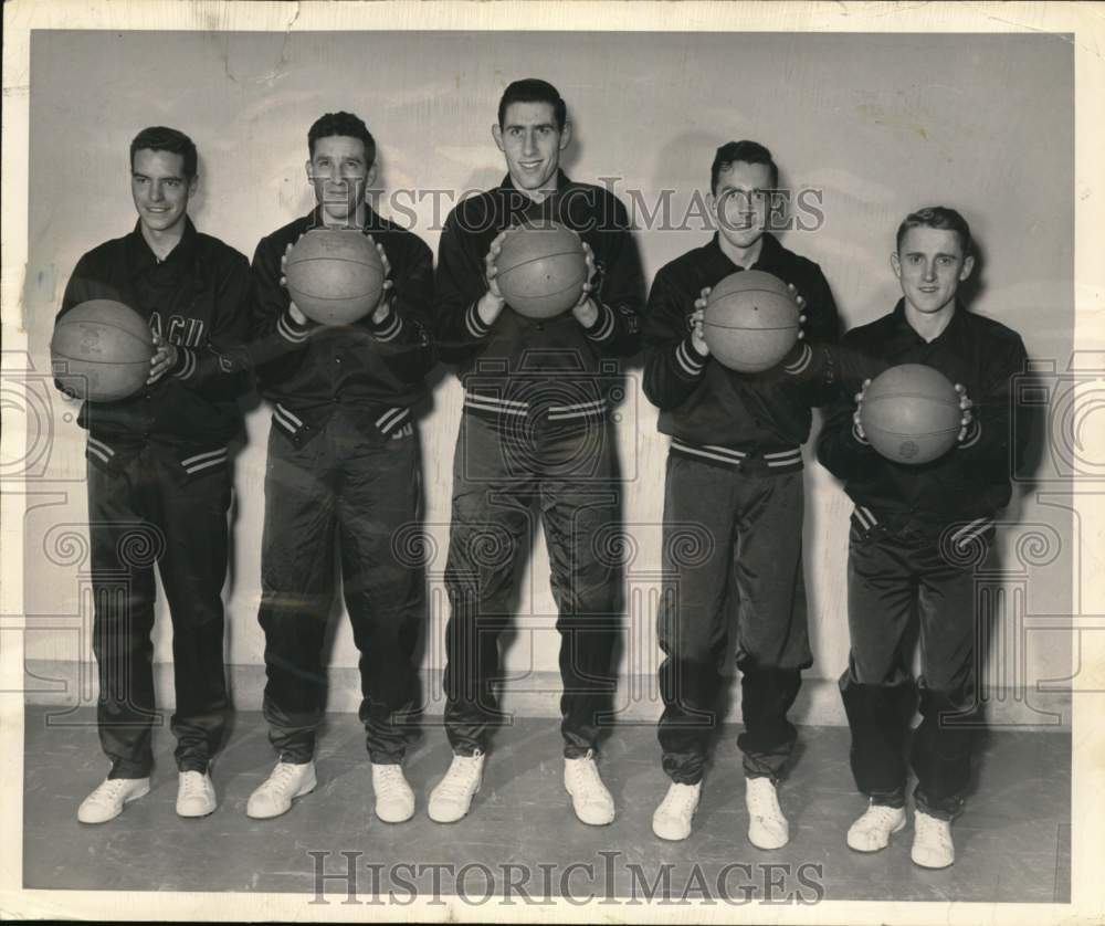 1950 Press Photo The five Syracuse University basketball starters pose together- Historic Images