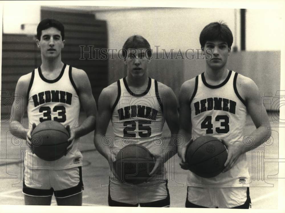 Press Photo Central Square basketball players E Sullivan, J Waldron &amp; B Crystal- Historic Images