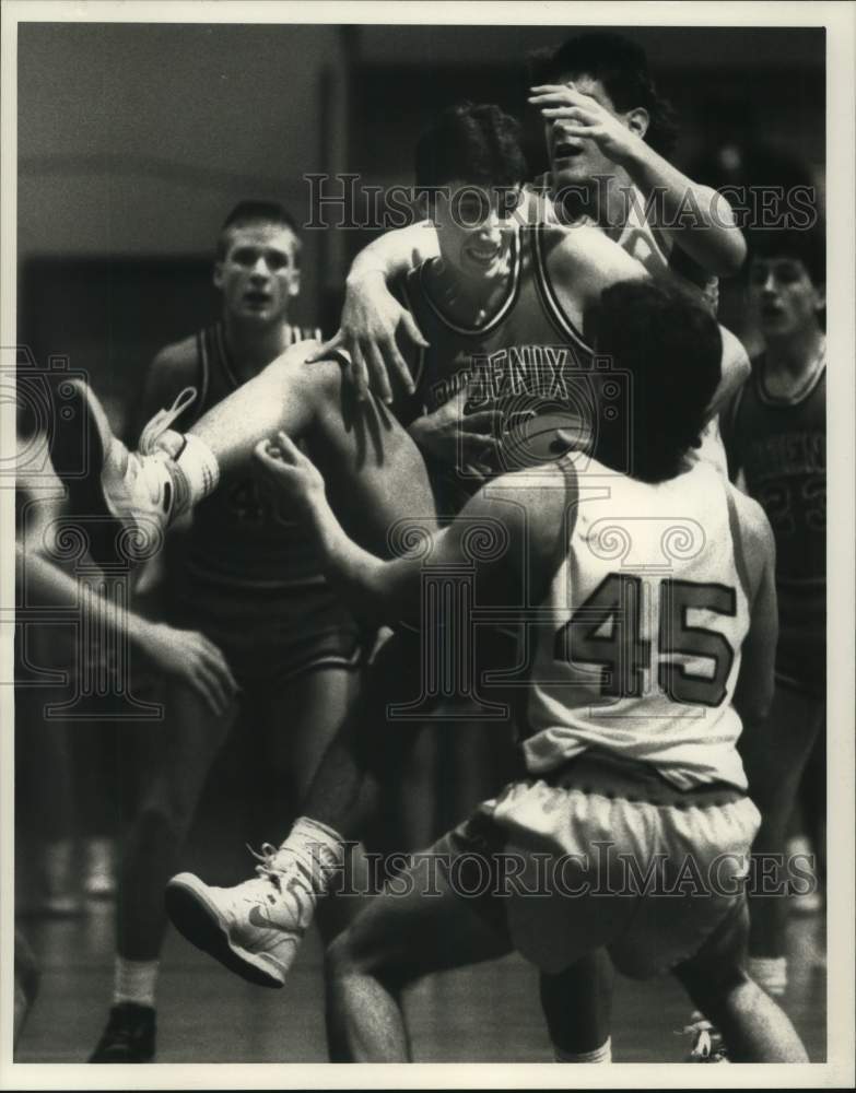 1989 Press Photo Phoenix High basketball player Gary Francisco vs. Bishop Grimes- Historic Images