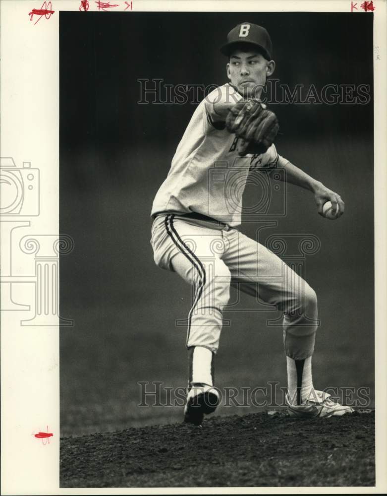 1989 Press Photo Christian Brothers Academy baseball pitcher Jack Mantione- Historic Images