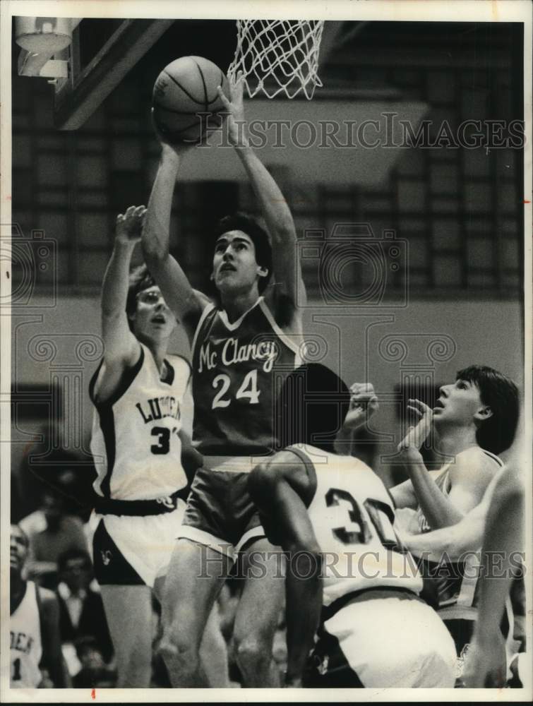 1982 Press Photo Monsignor McClancy High School basketball player Joseph Franco- Historic Images