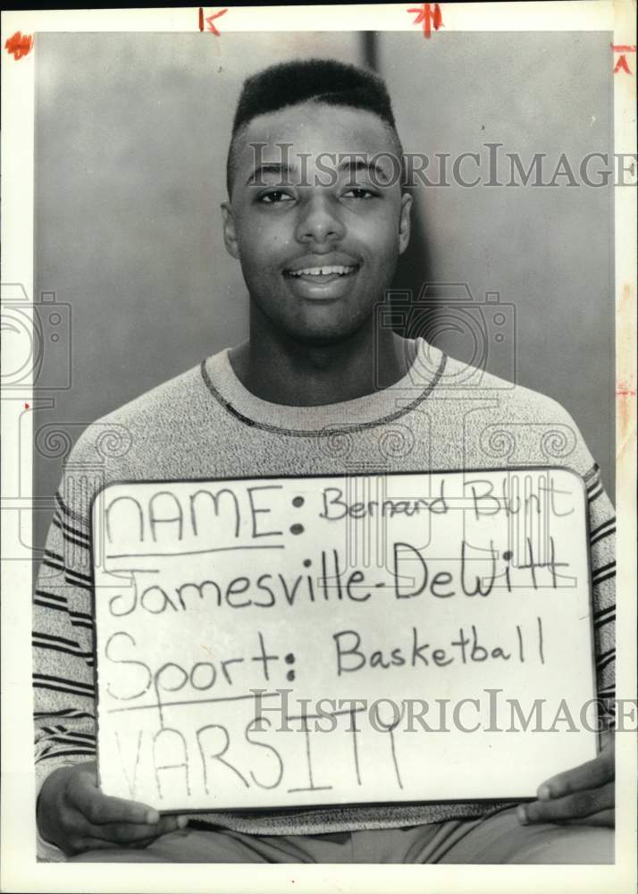 1989 Press Photo Jamesville-Dewitt basketball player Bernard Blunt - sys10287- Historic Images