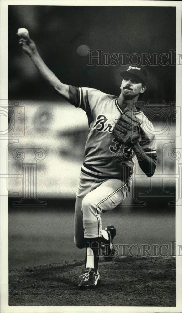 1987 Press Photo Richmond Braves baseball pitcher Marty Clary vs. Syracuse- Historic Images