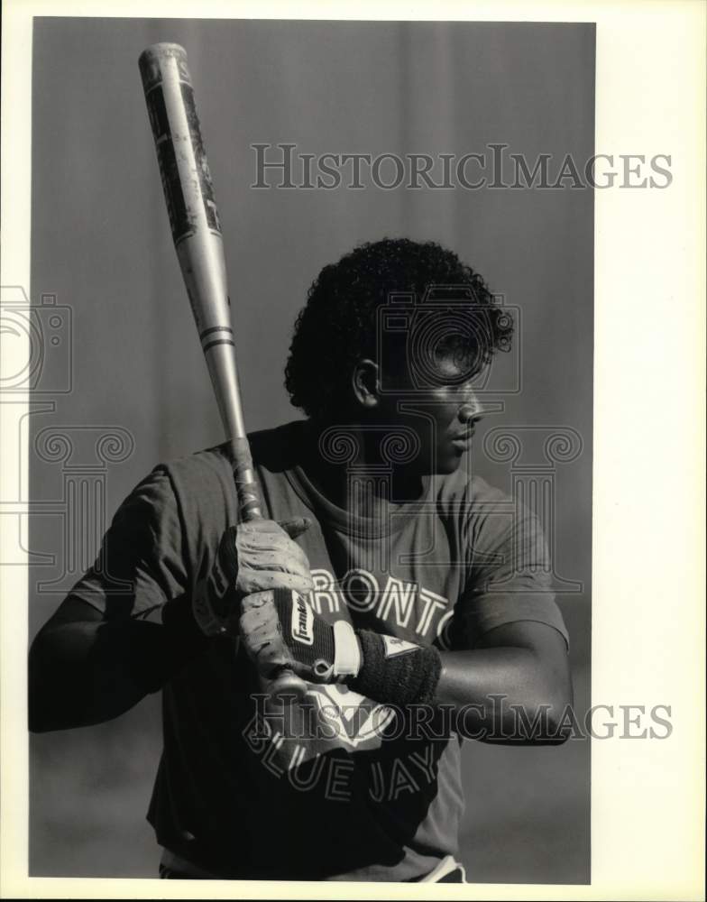 1991 Press Photo Baseball player Fausto Ramirez at bat at Skiddy Park- Historic Images