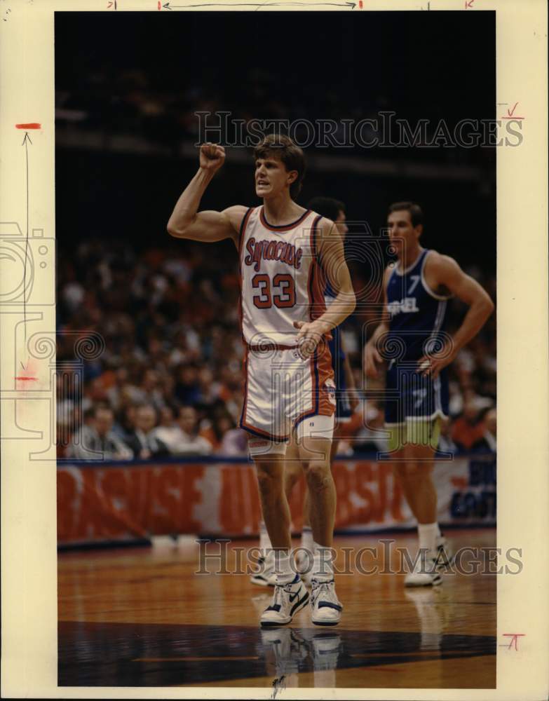 1990 Press Photo Mike Hopkins, Syracuse University Basketball Player on Court- Historic Images