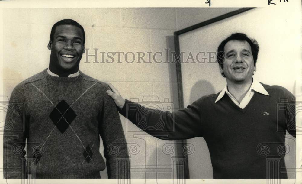 1985 Press Photo Athlete J.J. Grant with George Mangicaro- Historic Images