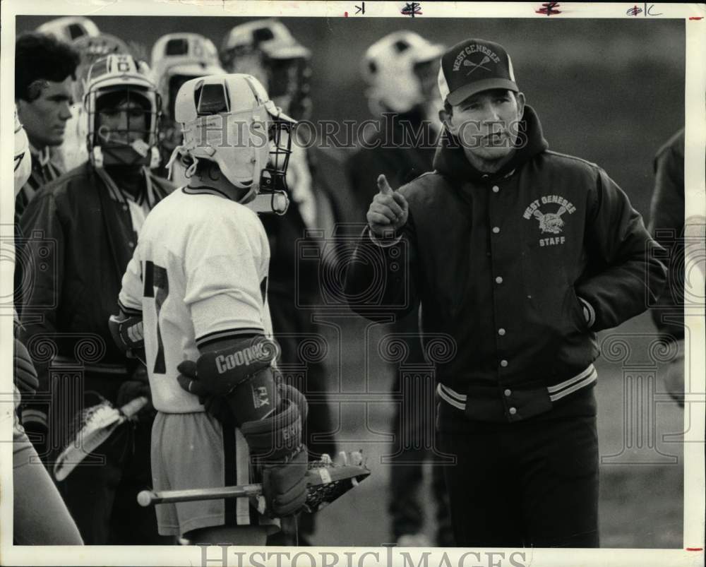 1985 Press Photo West Genesee lacrosse Mike Messere- Historic Images