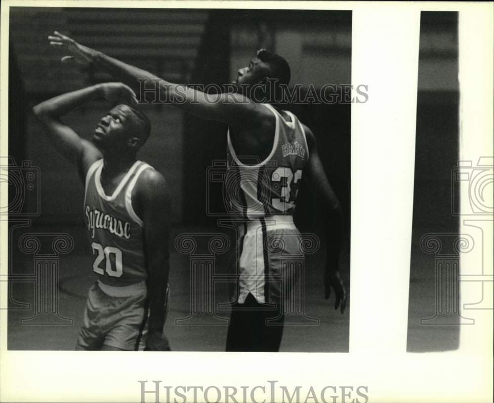 1989 Press Photo College Basketball Players Sherman Douglas &amp; Herman Harried- Historic Images