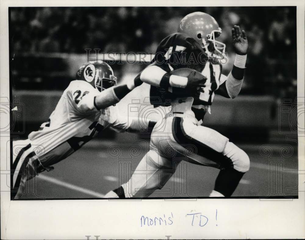 Press Photo Joe Morris in Touchdown for Football Game- Historic Images