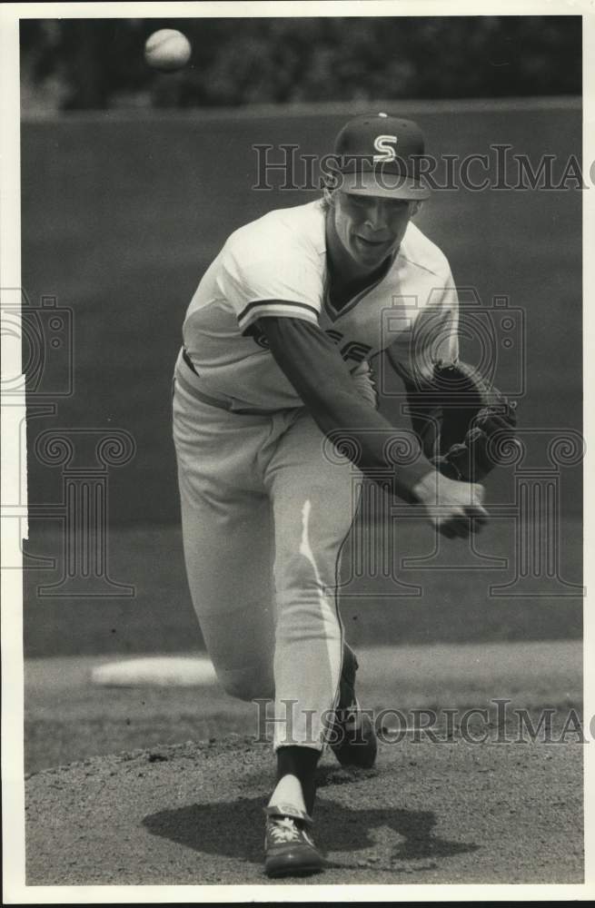 1987 Press Photo Syracuse Chiefs Baseball Pitcher Todd Stottlemyre versus Toledo- Historic Images