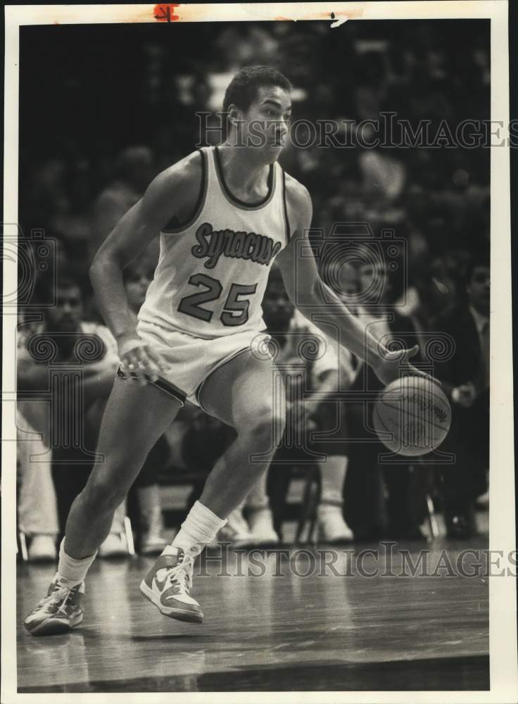 1985 Press Photo Howard Triche at Syracuse versus Puerto Rico Basketball Game- Historic Images