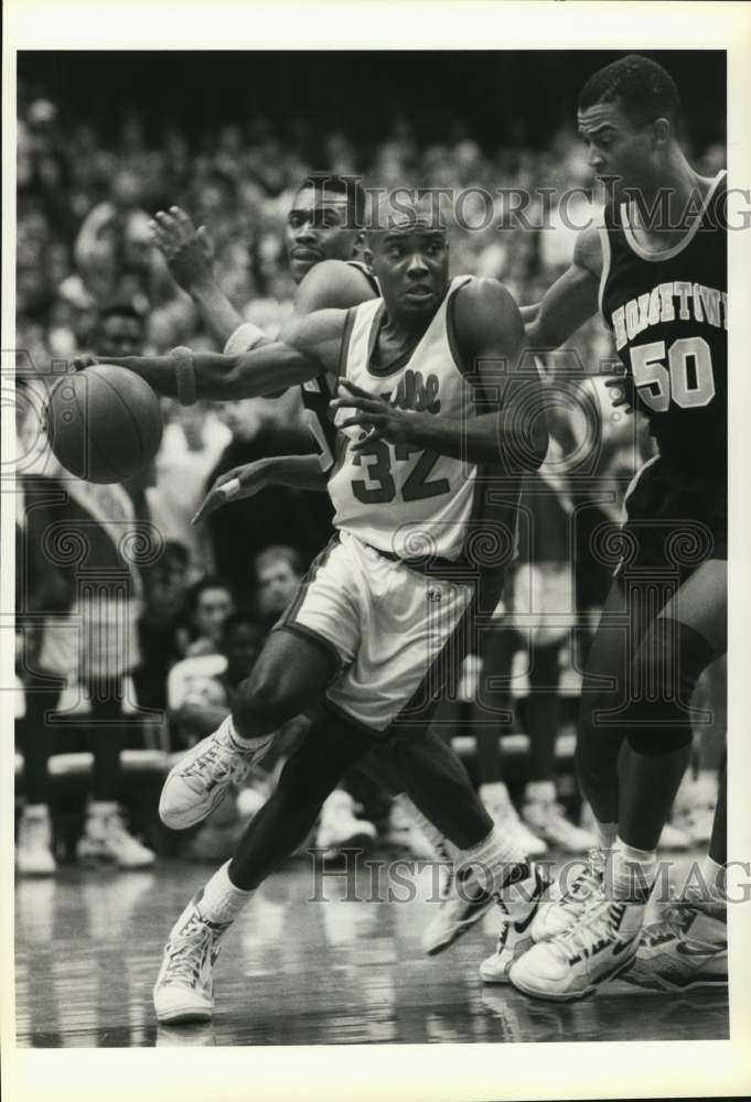 1990 Press Photo Stephen Thompson, Syracuse University vs. Georgetown Basketball- Historic Images