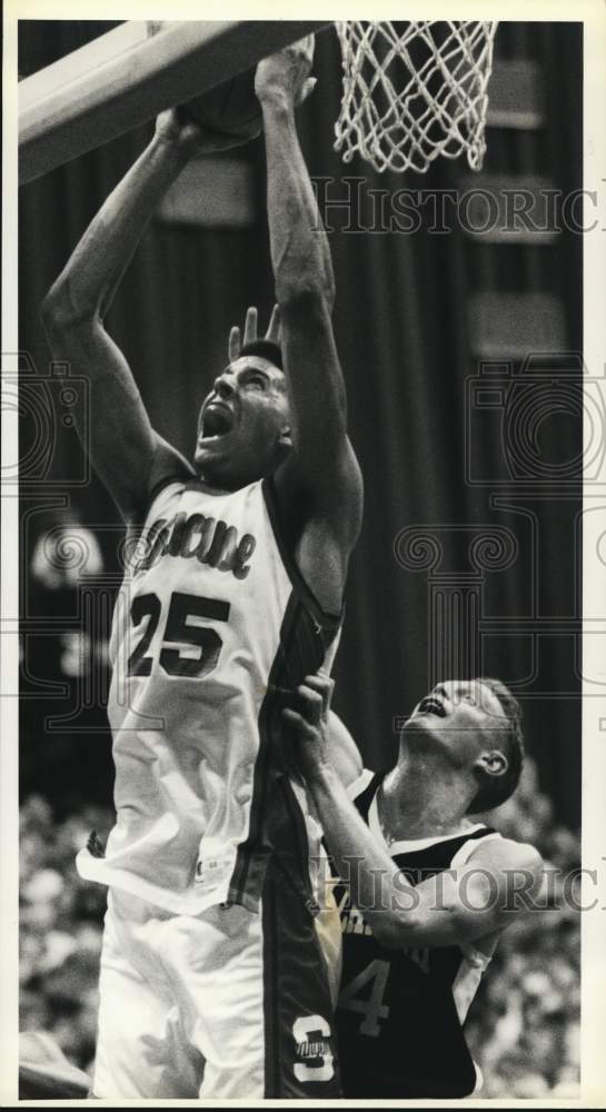 1991 Press Photo Basketball Players LeRon Ellis and Arron Bain at Syracuse Game- Historic Images