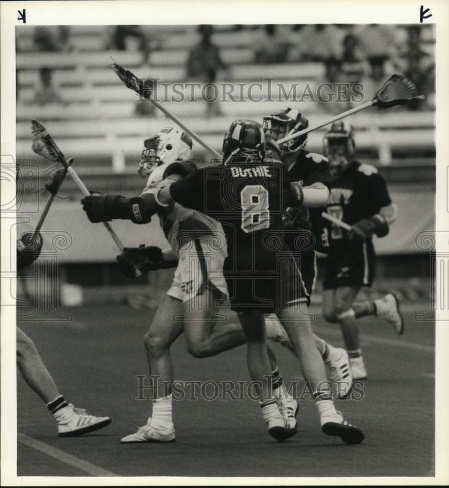 1988 Press Photo Syracuse University &amp; Navy Play Lacrosse Game- Historic Images