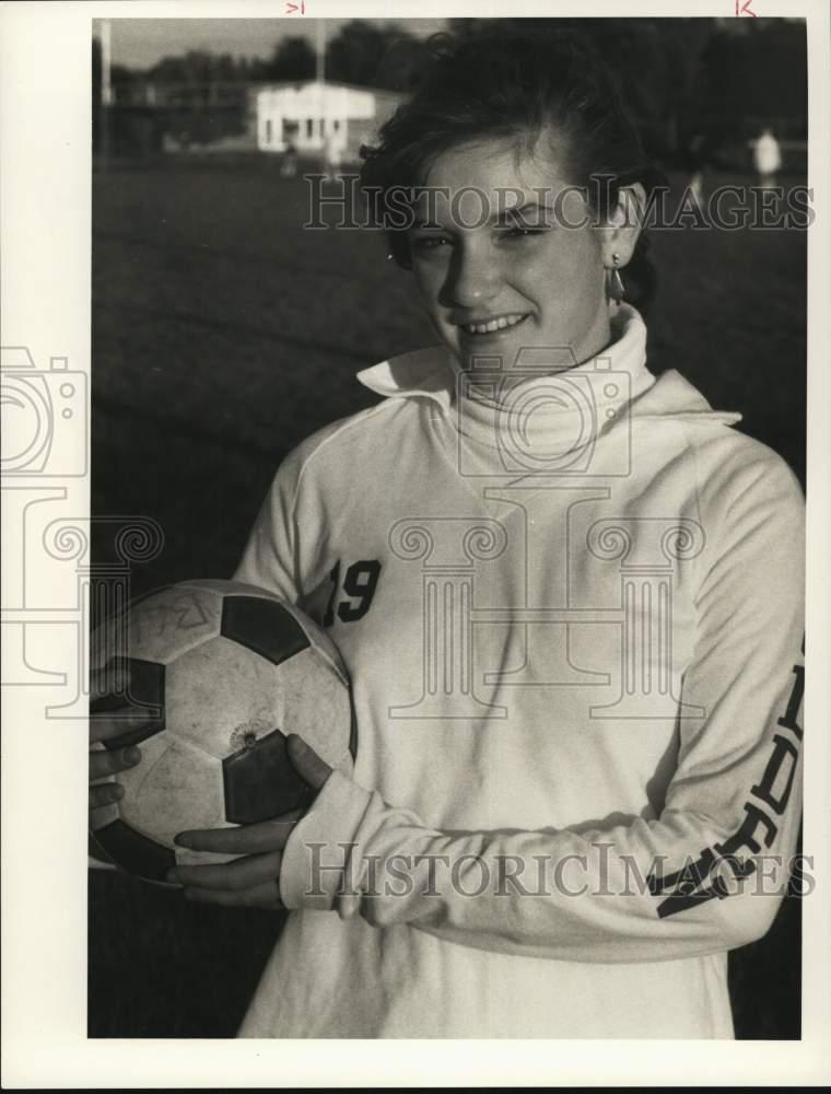 1987 Press Photo Sue Hickey, Bishop Ludden Soccer Player- Historic Images