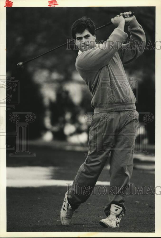 1990 Press Photo Skaneateles Golfer John Doctor Tees Off- Historic Images