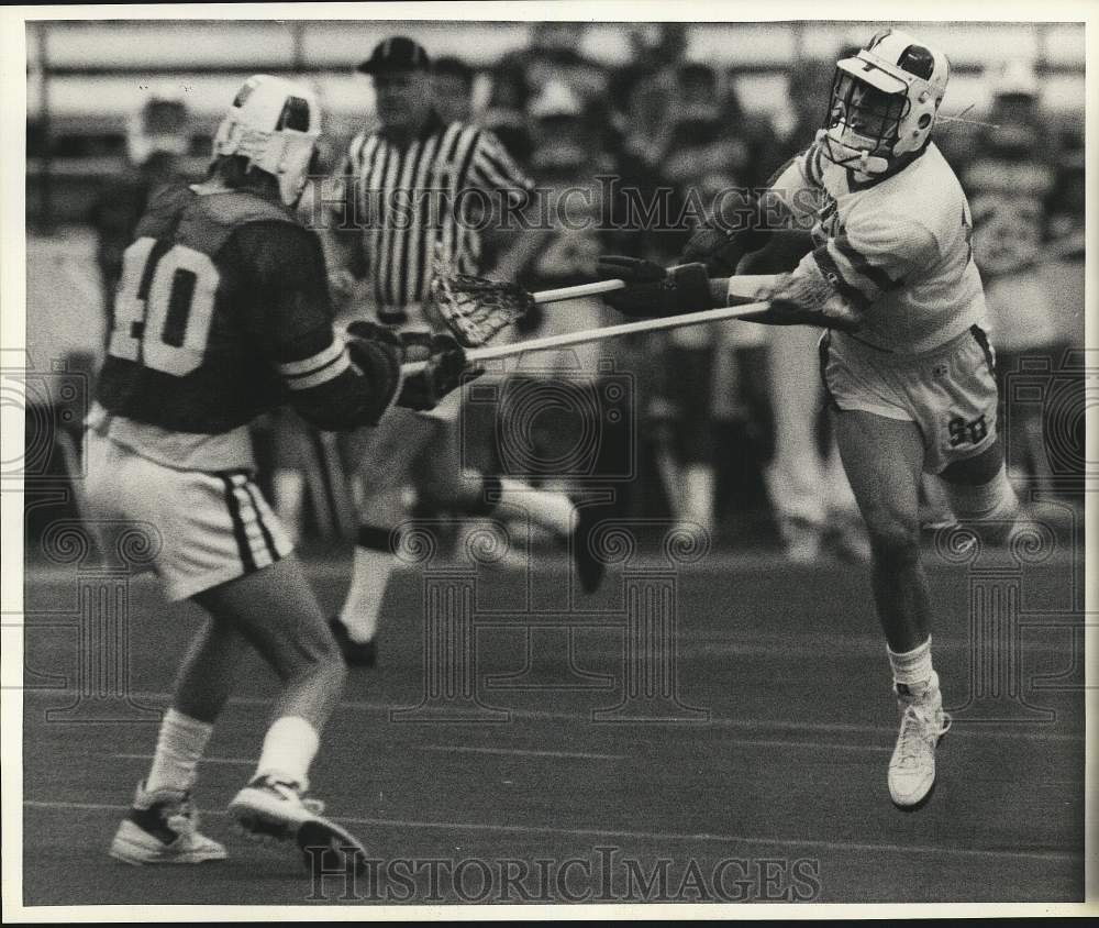 1988 Press Photo Paul Gait and Matt Woods at Syracuse University Lacrosse Game- Historic Images