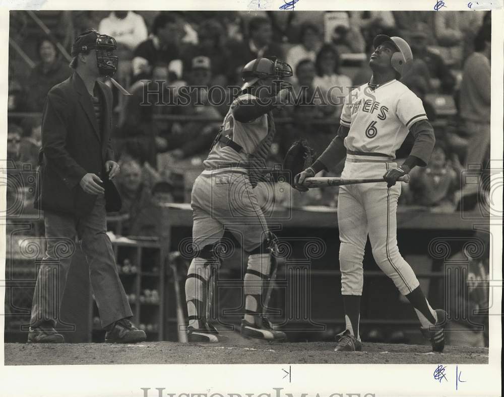 1989 Press Photo Silve Campusano, Syracuse Chiefs Baseball Player at Game- Historic Images