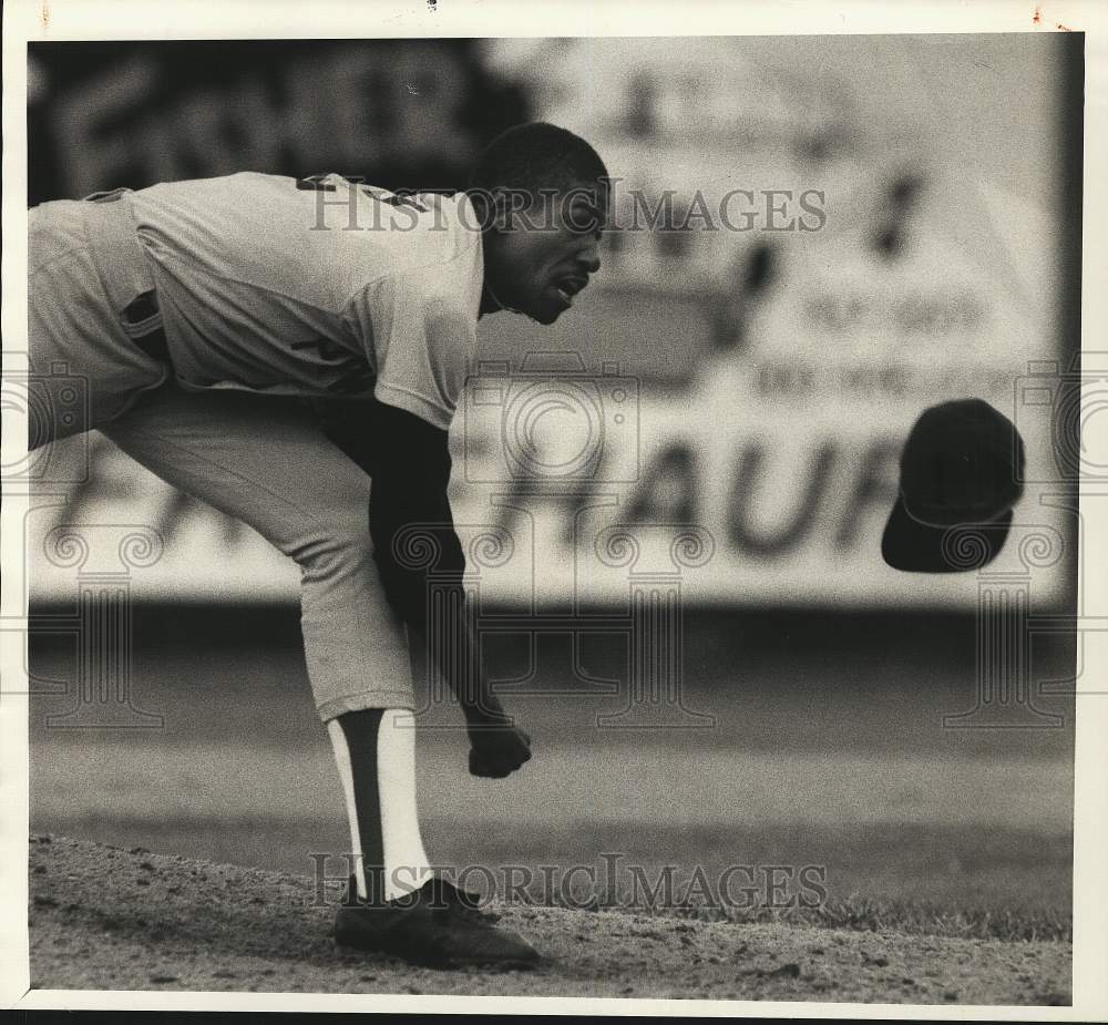 1987 Press Photo Pawtucket Baseball Player Dennis "Oil Can" Boyd pitches- Historic Images