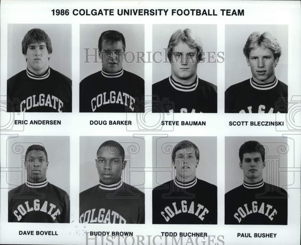 1986 Press Photo Colgate University Football Team Members- Historic Images