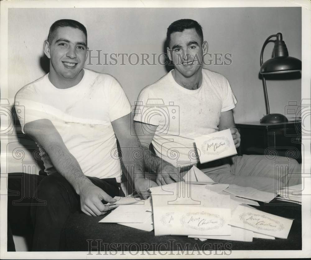 1986 Press Photo Syracuse University football fullbacks Gus Zazo and Ed Coffin- Historic Images