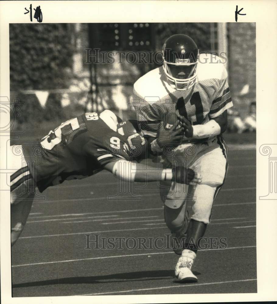 1988 Press Photo Danny Clark and Rob Ryder at Cornell Verses Brown Football Game- Historic Images
