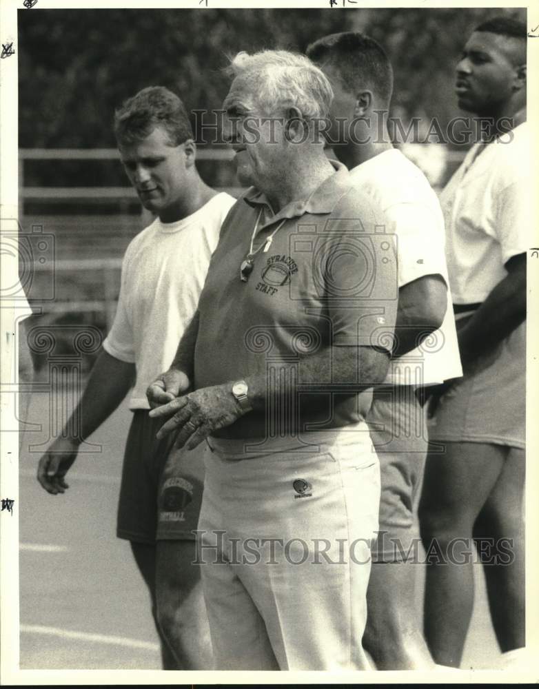 1988 Press Photo Syracuse Football Dick MacPherson at Coyne Field- Historic Images