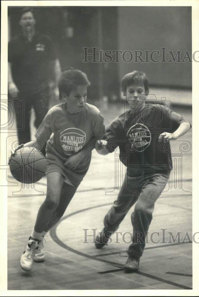 1987 Press Photo Manlius Youth Basketball Players- Historic Images