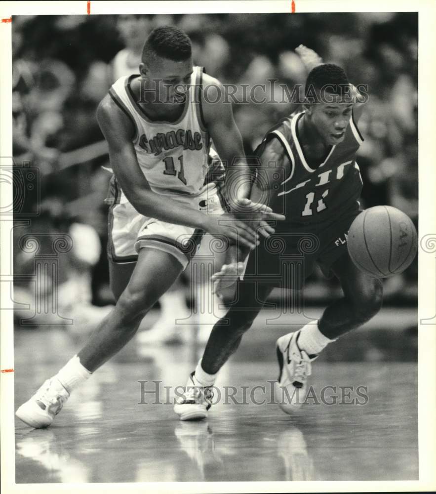 1990 Press Photo College Basketball Players Adrian Autry and Kenny Williams- Historic Images